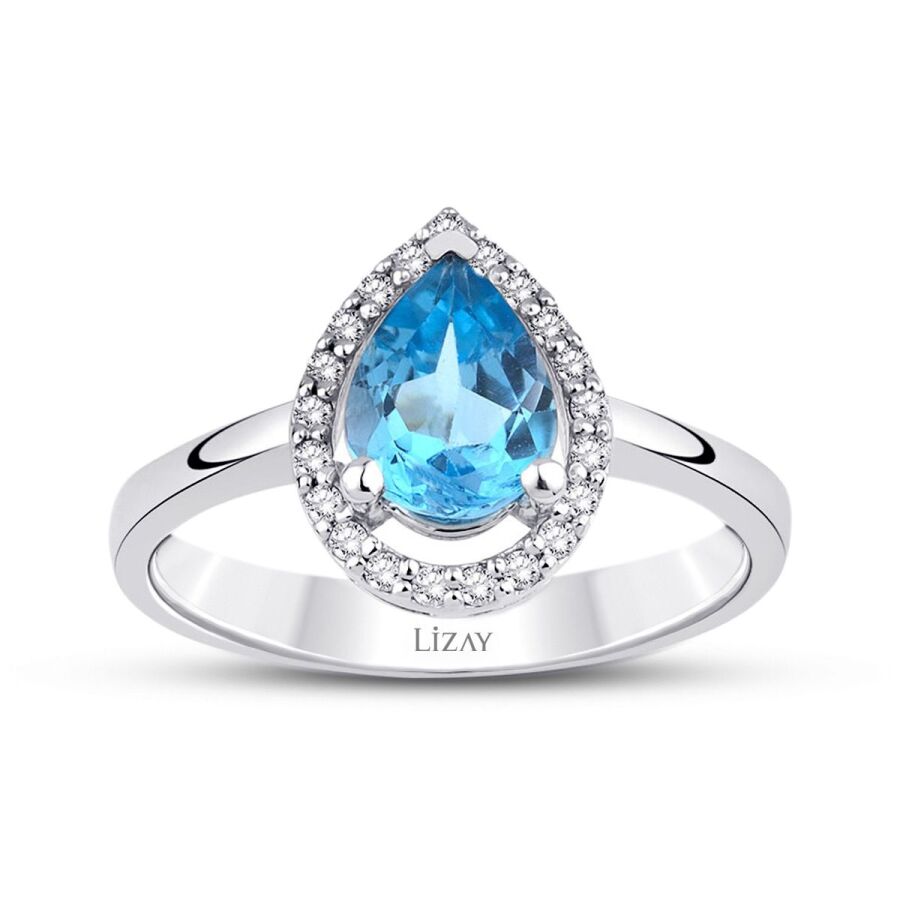 1,27 Carat Diamond Blue Topaz Ring