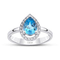1,27 Carat Diamond Blue Topaz Ring