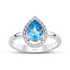 1,27 Carat Diamond Blue Topaz Ring
