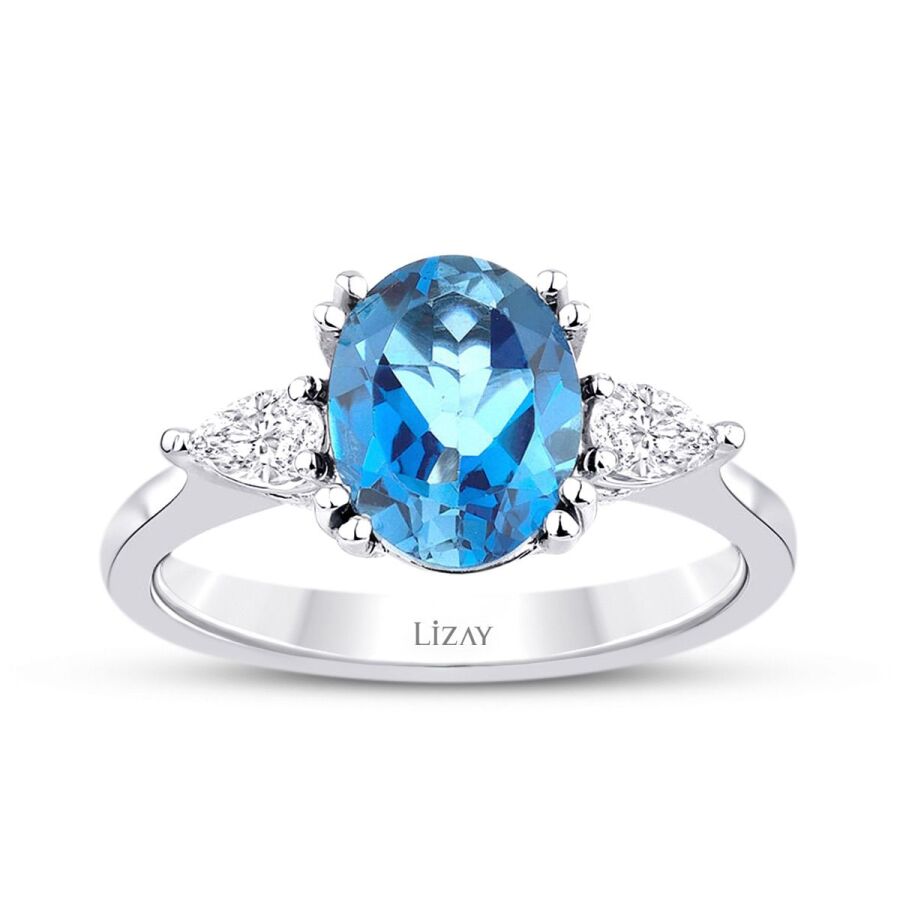 2,51 Carat Diamond Aquamarine Stone Ring