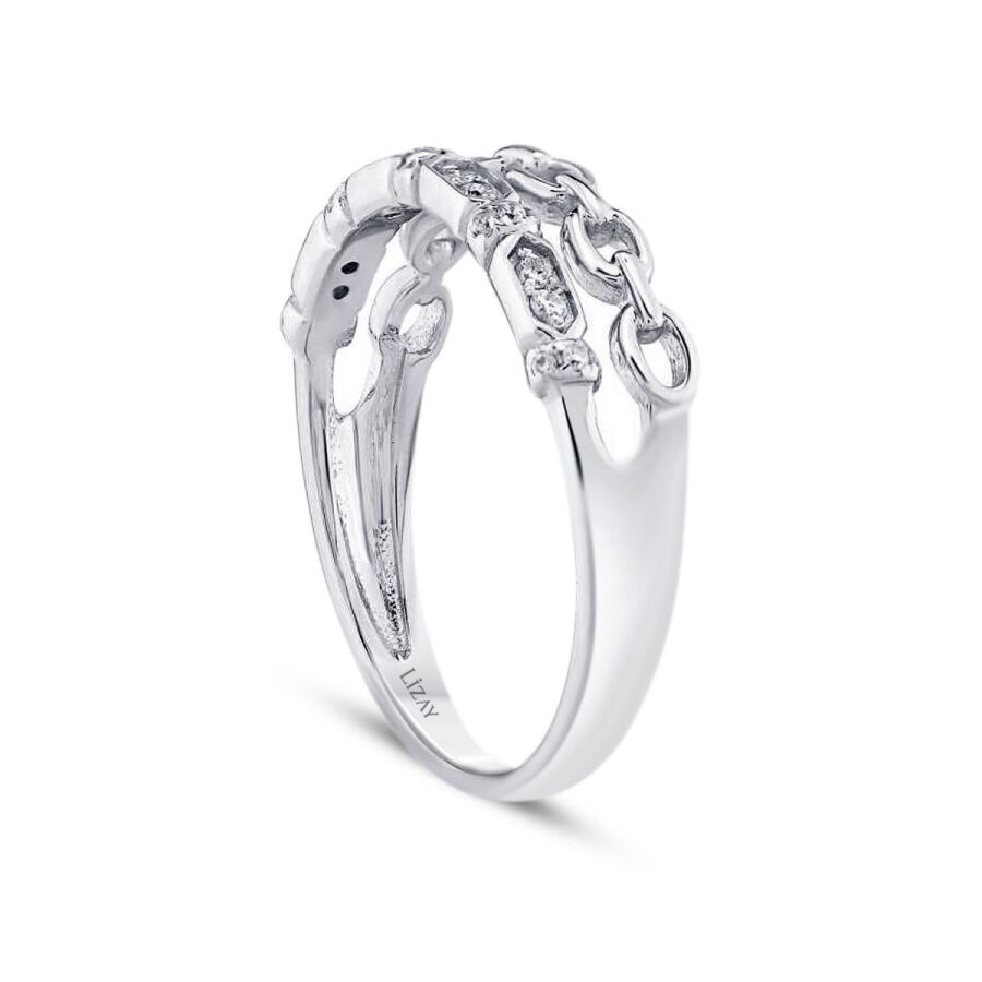 0,10 Carat Diamond Two-Row Half-Eternity Ring
