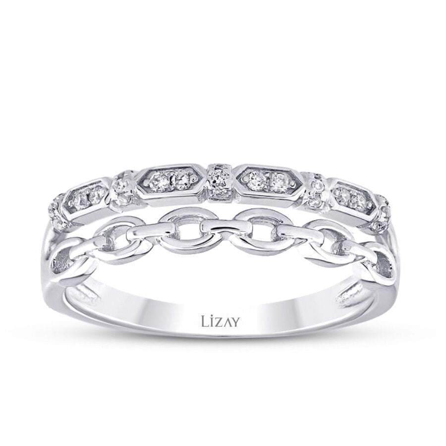 0,10 Carat Diamond Two-Row Half-Eternity Ring