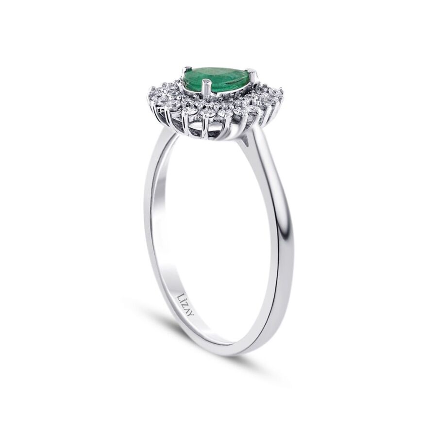 0,91 Carat Diamond Emerald Ring