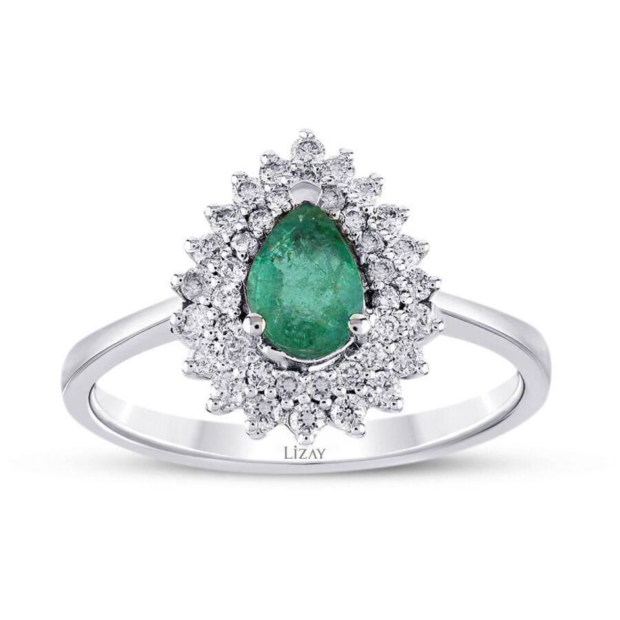 0,91 Carat Diamond Emerald Ring