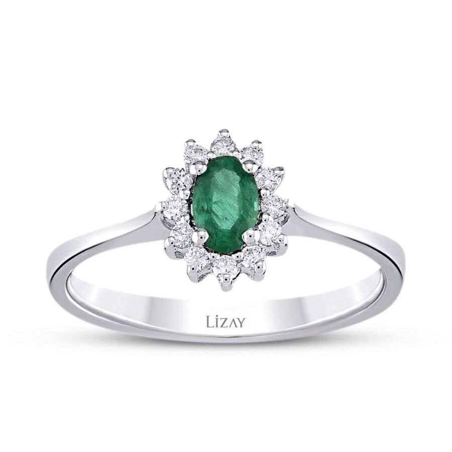 0,35 Carat Diamond Emerald Ring