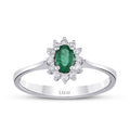 0,35 Carat Diamond Emerald Ring