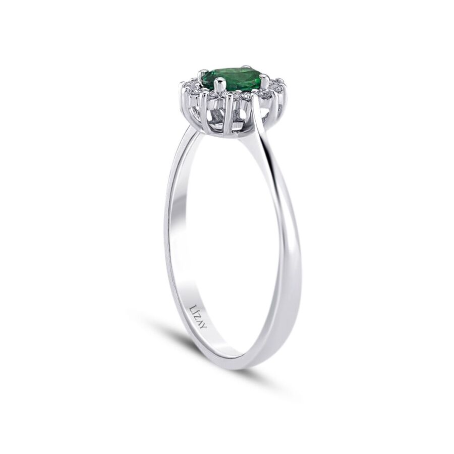 0,35 Carat Diamond Emerald Ring