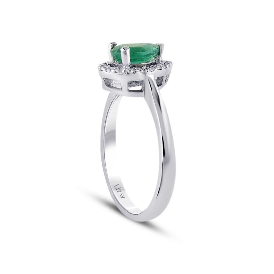 0,54 Carat Diamond Emerald Ring