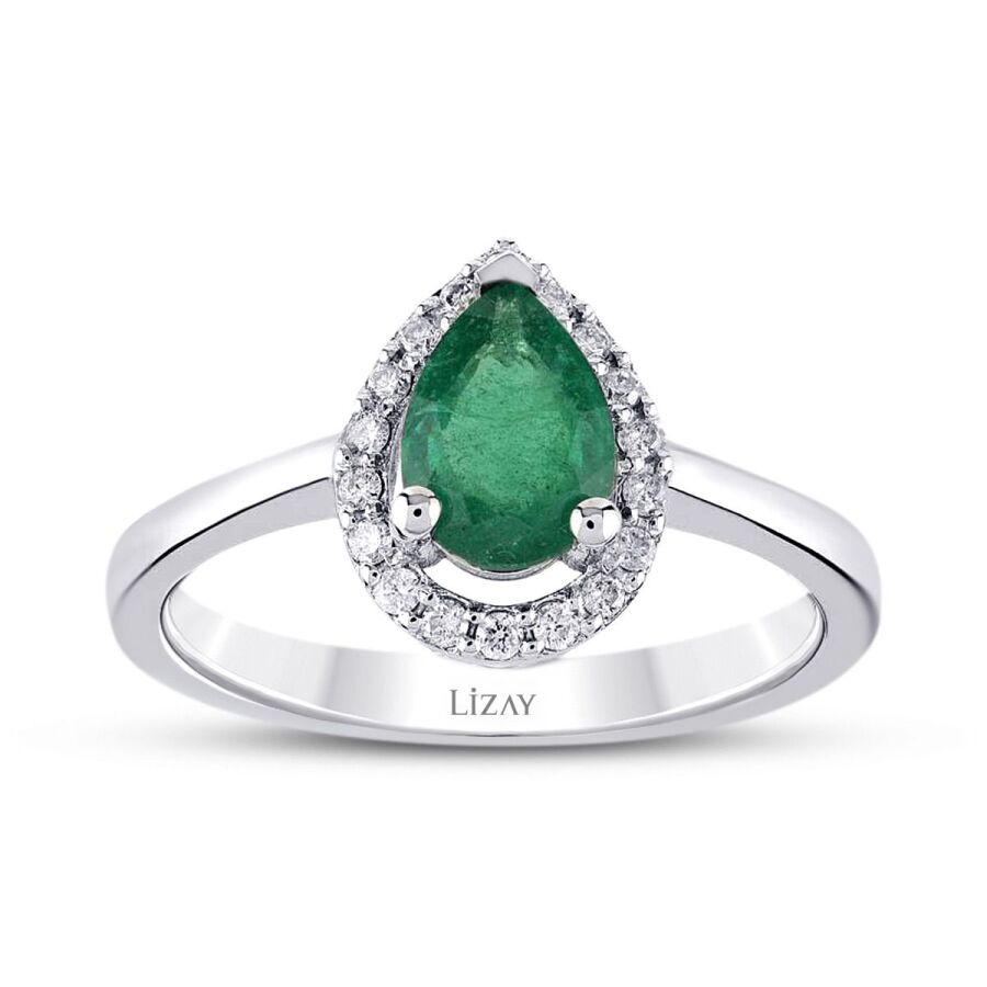 0,54 Carat Diamond Emerald Ring
