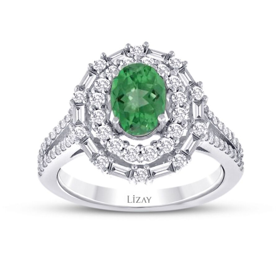 0,85 Carat Diamond Emerald Ring