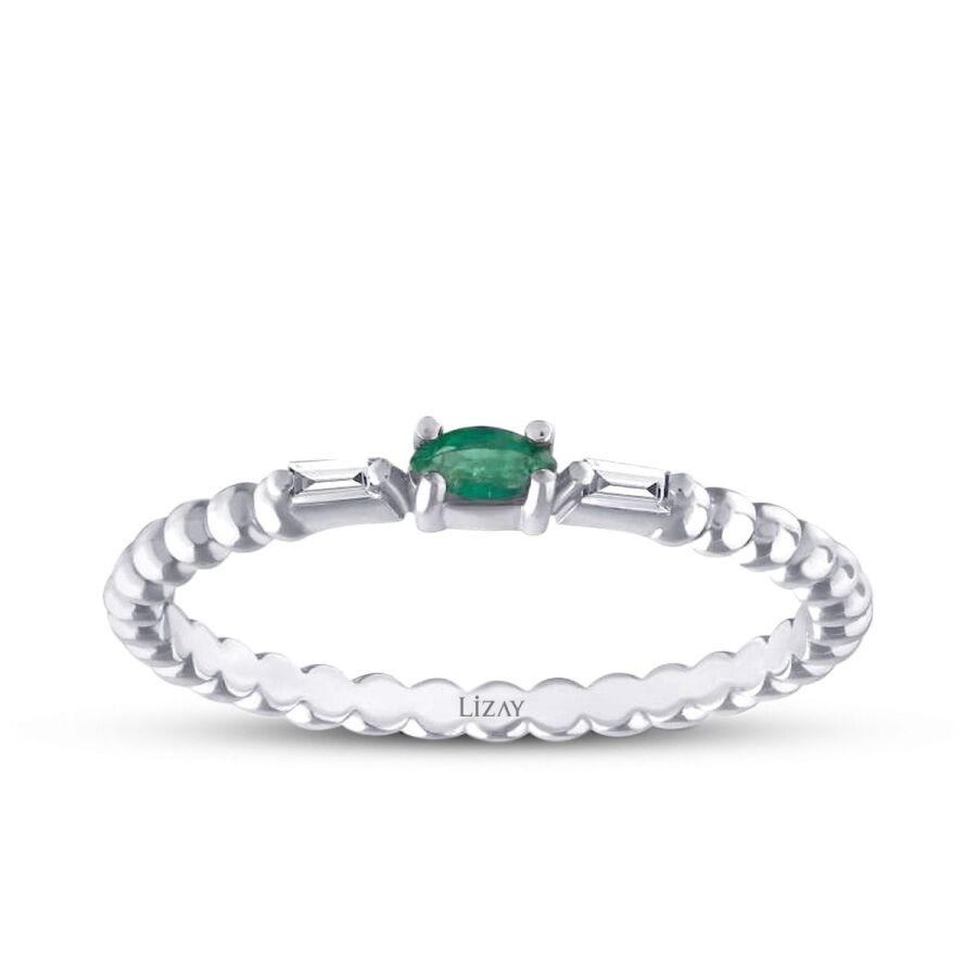 0,13 Carat Diamond Emerald Ring