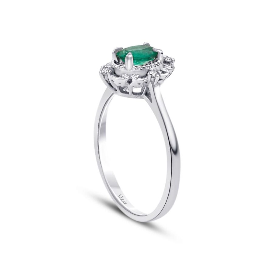 0,35 Carat Diamond Emerald Ring