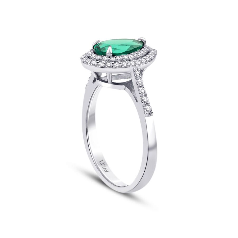 1,52 Carat Diamond Colored Stone Ring