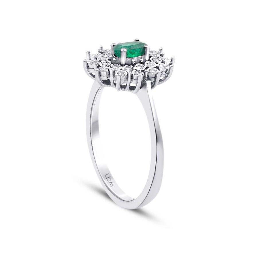 0,36 Carat Diamond Emerald Ring