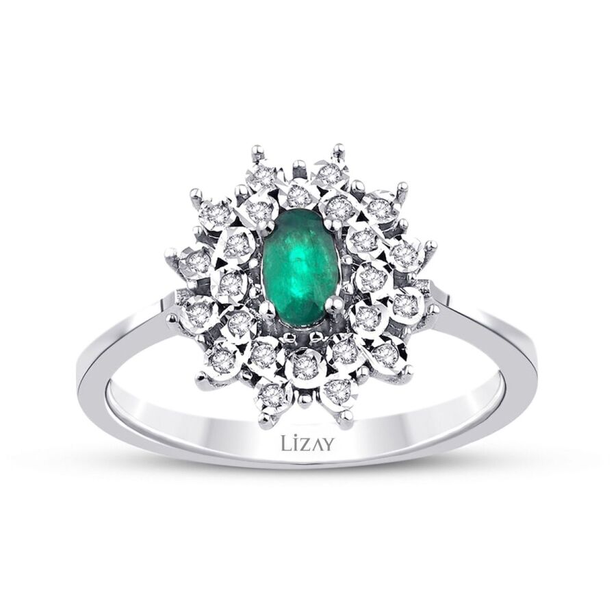 0,36 Carat Diamond Emerald Ring