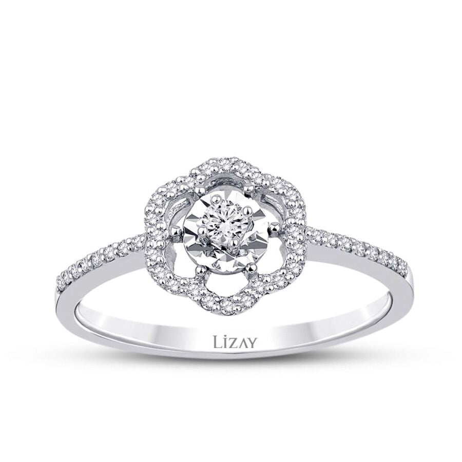 0,20 Carat Diamond Flower Ring