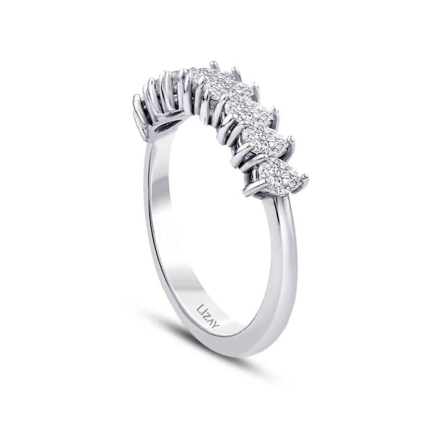 0,76 Carat Diamond Pear Half-Eternity Ring