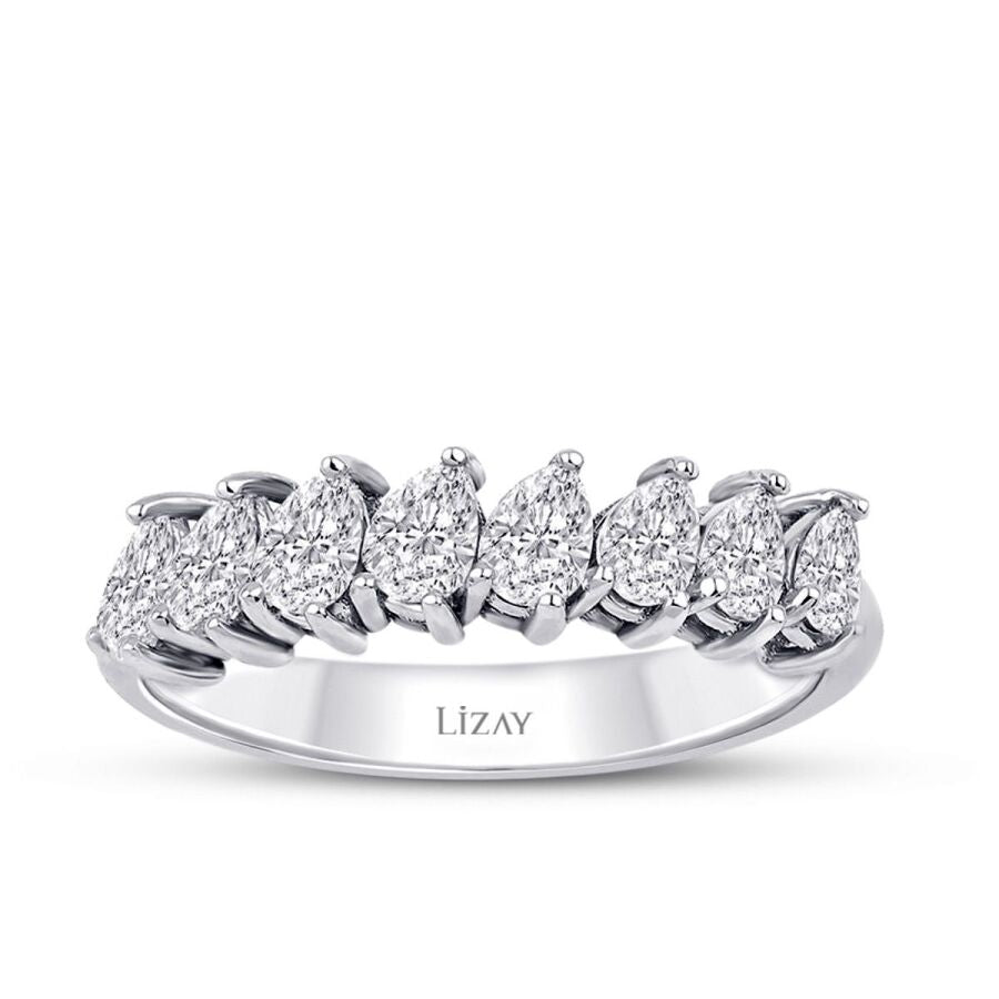 0,76 Carat Diamond Pear Half-Eternity Ring