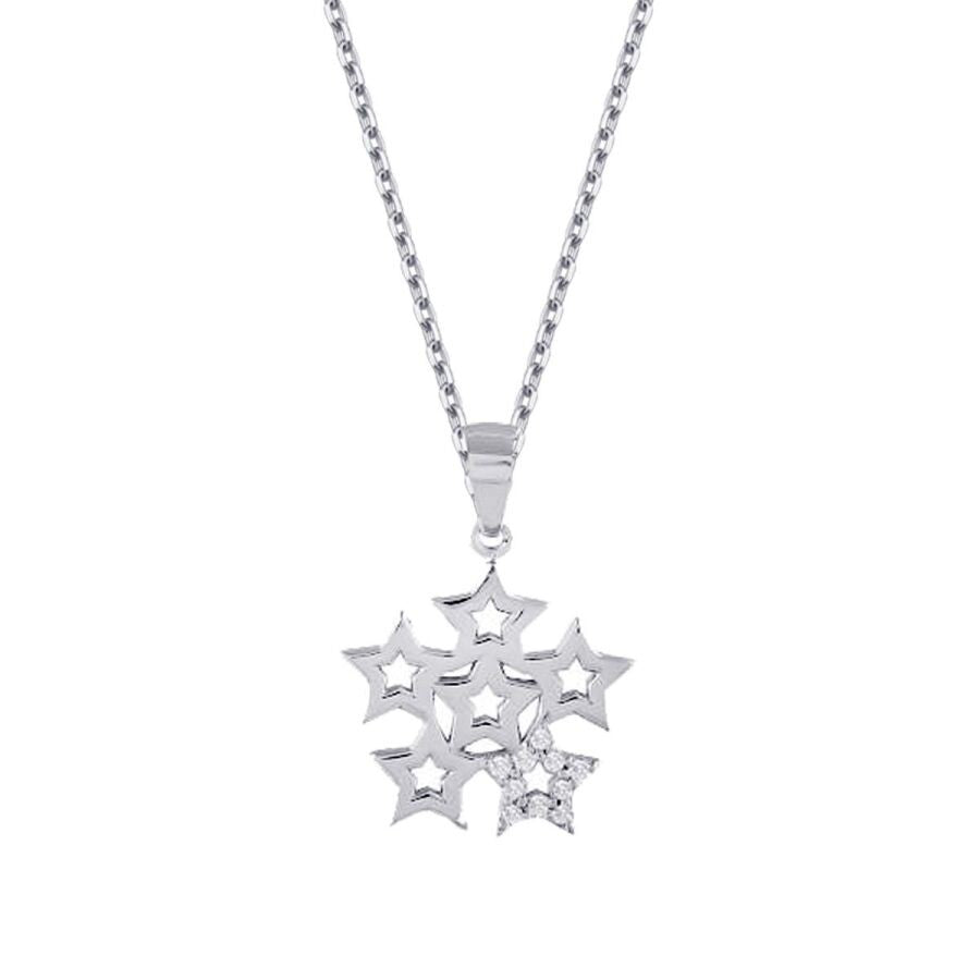 0.04 Carat Diamond Six Star Necklace