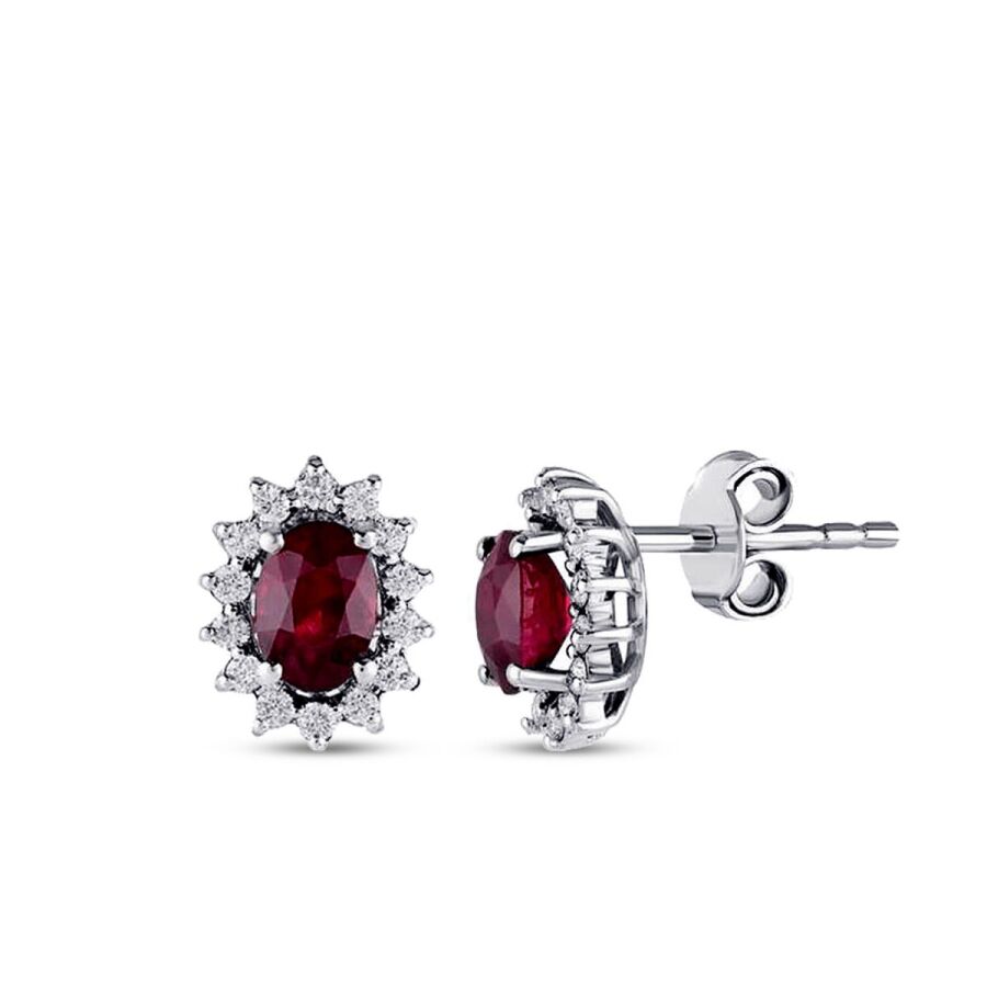 1,53 Carat Diamond Ruby Earrings
