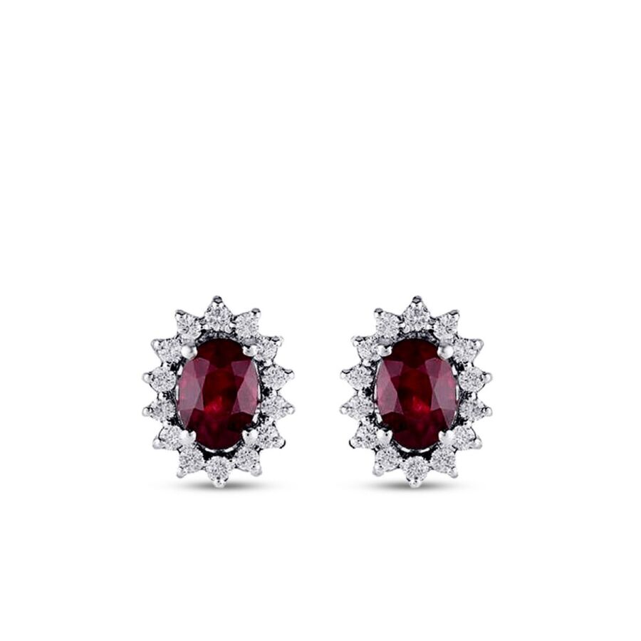 1,53 Carat Diamond Ruby Earrings