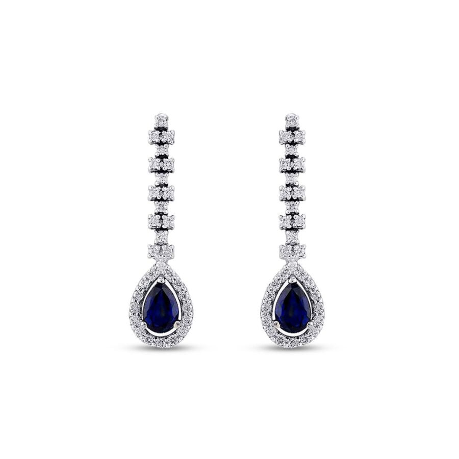 1,58 Carat Diamond Sapphire Earrings