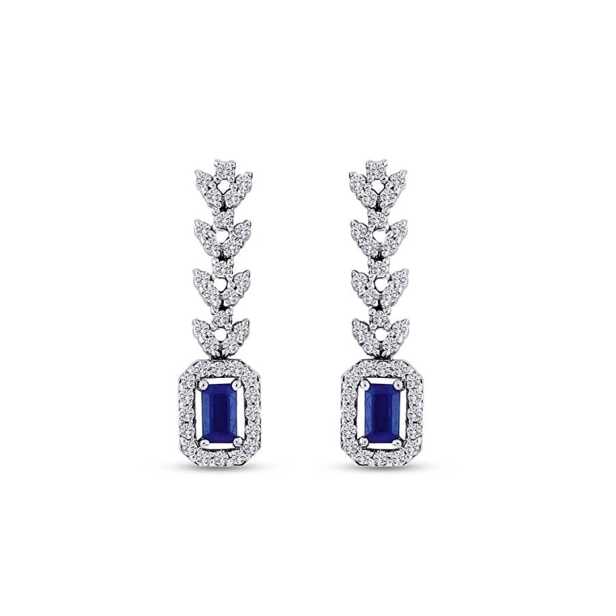 1,47 Carat Diamond Sapphire Earrings
