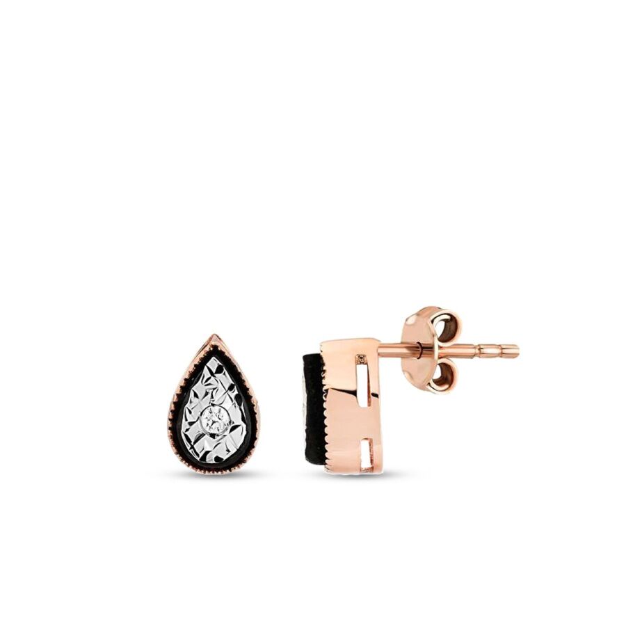 0,04 Carat Diamond Pear Rose Earring