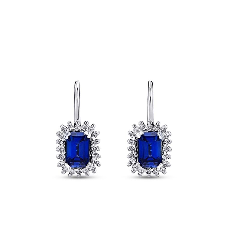 1,72 Carat Diamond Sapphire Earrings