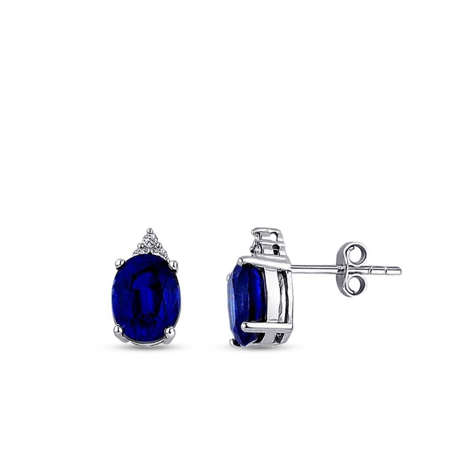 5,81 Carat Diamond Sapphire Earrings