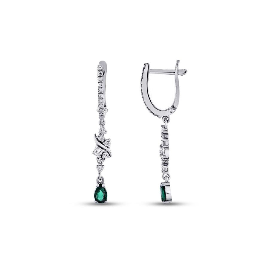 0,70 Carat Diamond Emerald Earrings