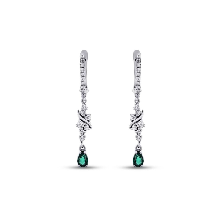 0,70 Carat Diamond Emerald Earrings
