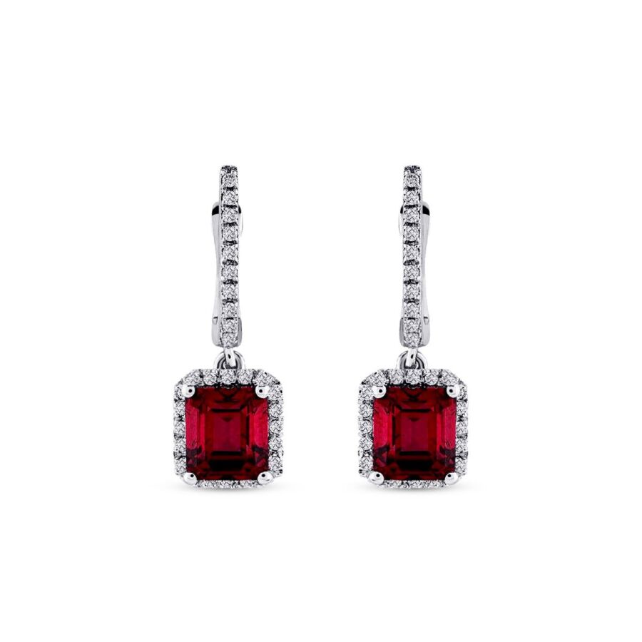 2,22 Carat Diamond Ruby Earrings