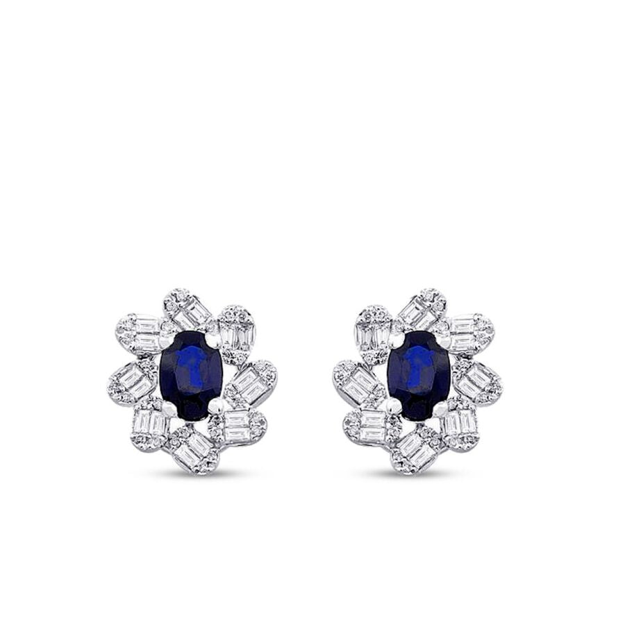 2,54 Carat Diamond Baguette Sapphire Earrings