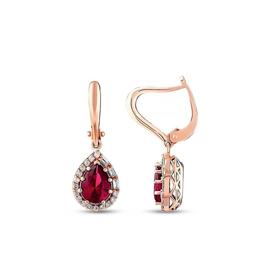 2,47 Carat Diamond Ruby Earrings