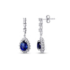 3,44 Carat Diamond Pear Sapphire Earrings