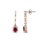 1,48 Carat Diamond Baguette Ruby Earrings