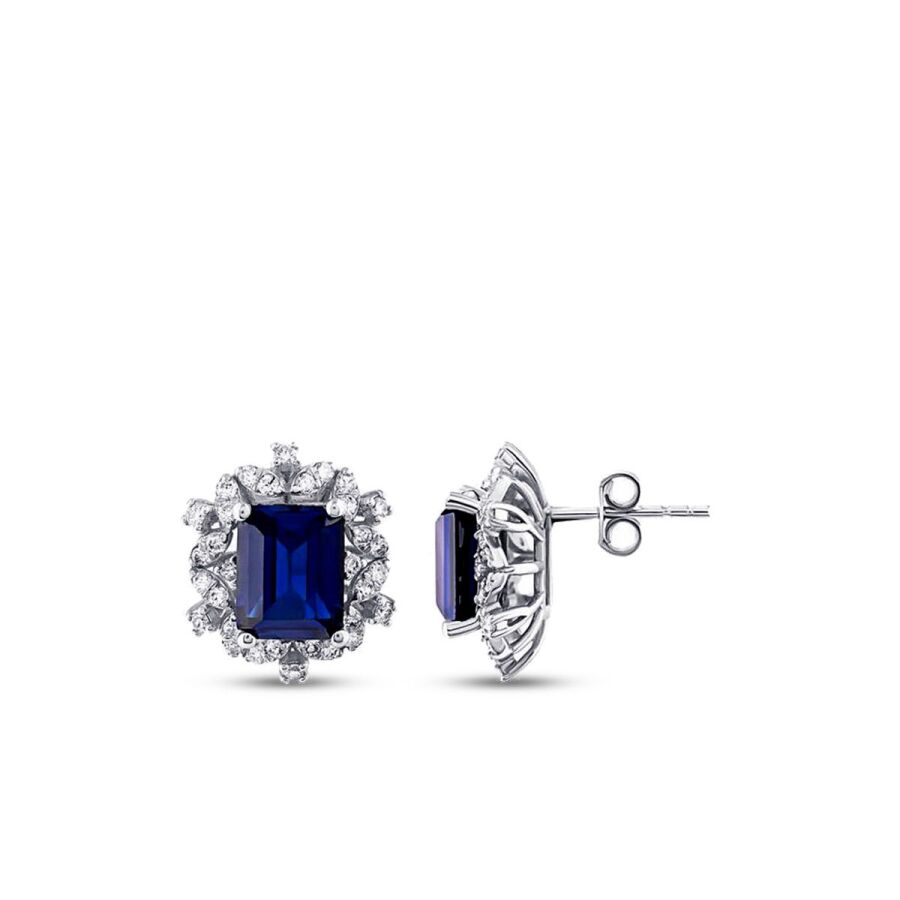 4,57 Carat Diamond Sapphire Earrings