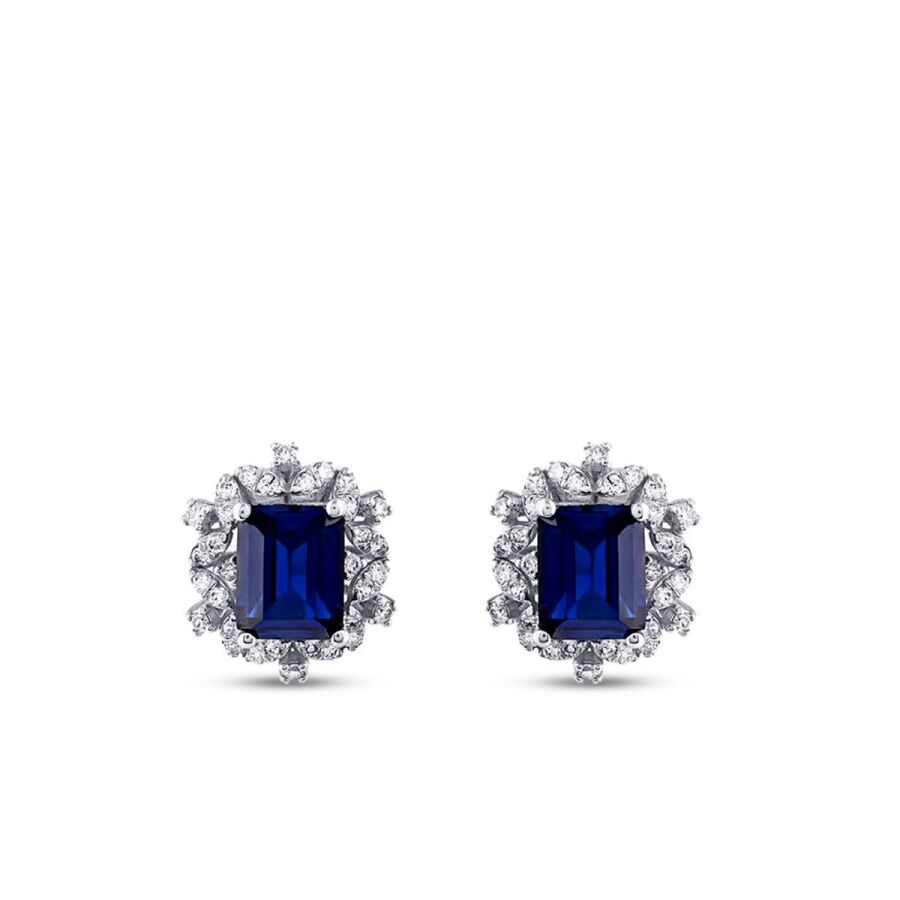 4,57 Carat Diamond Sapphire Earrings