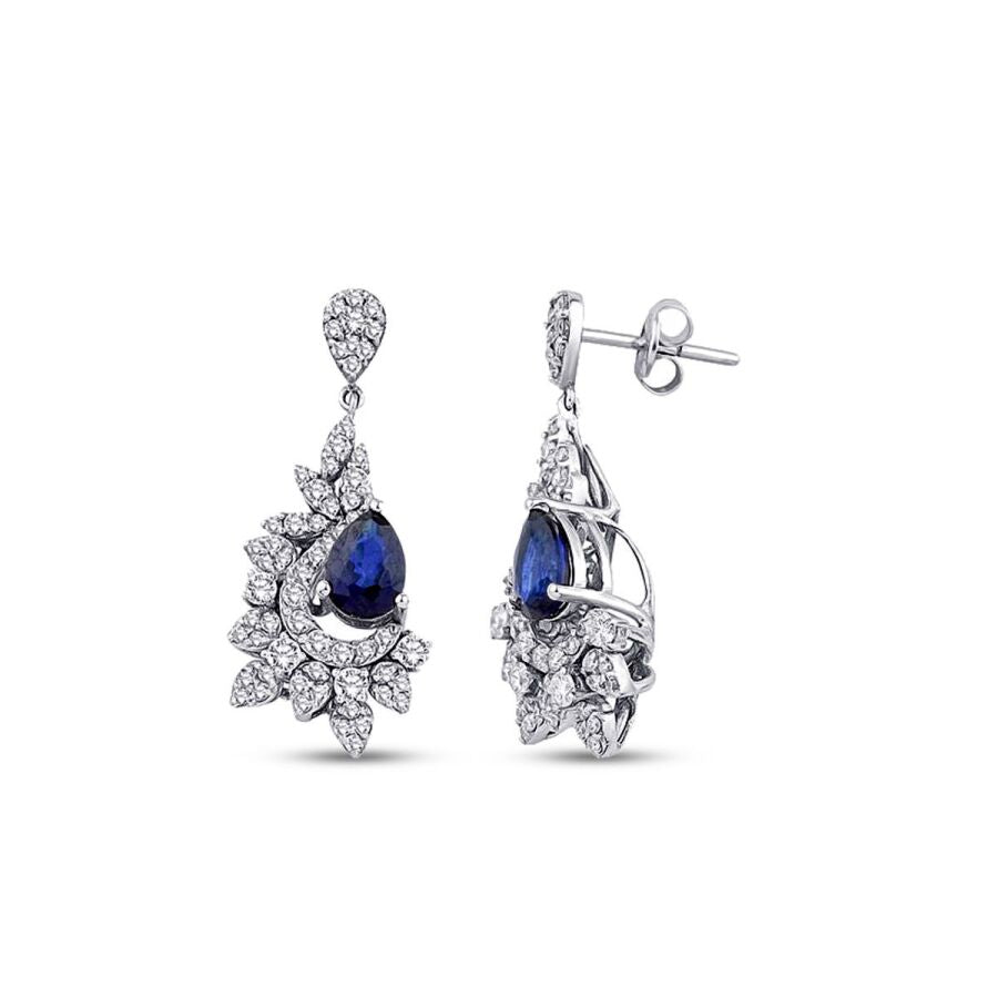 2,29 Carat Diamond Sapphire Earrings