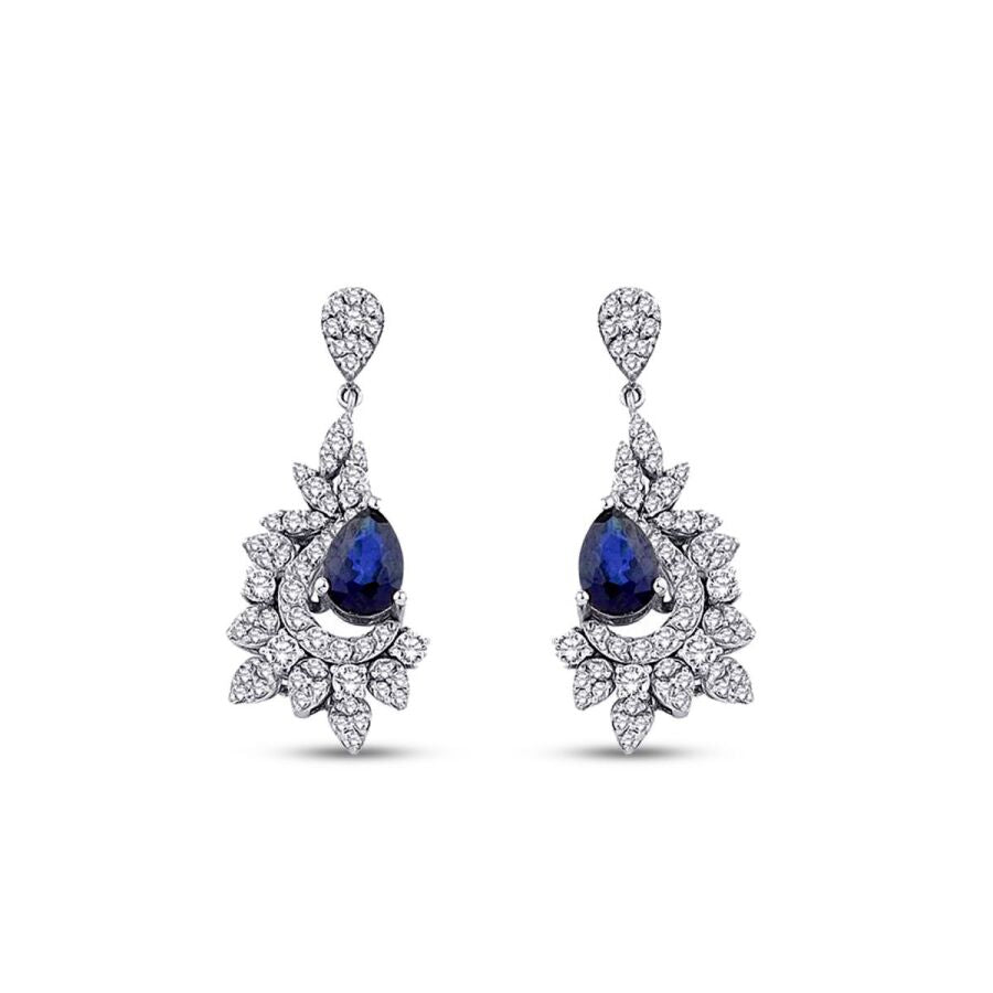2,29 Carat Diamond Sapphire Earrings