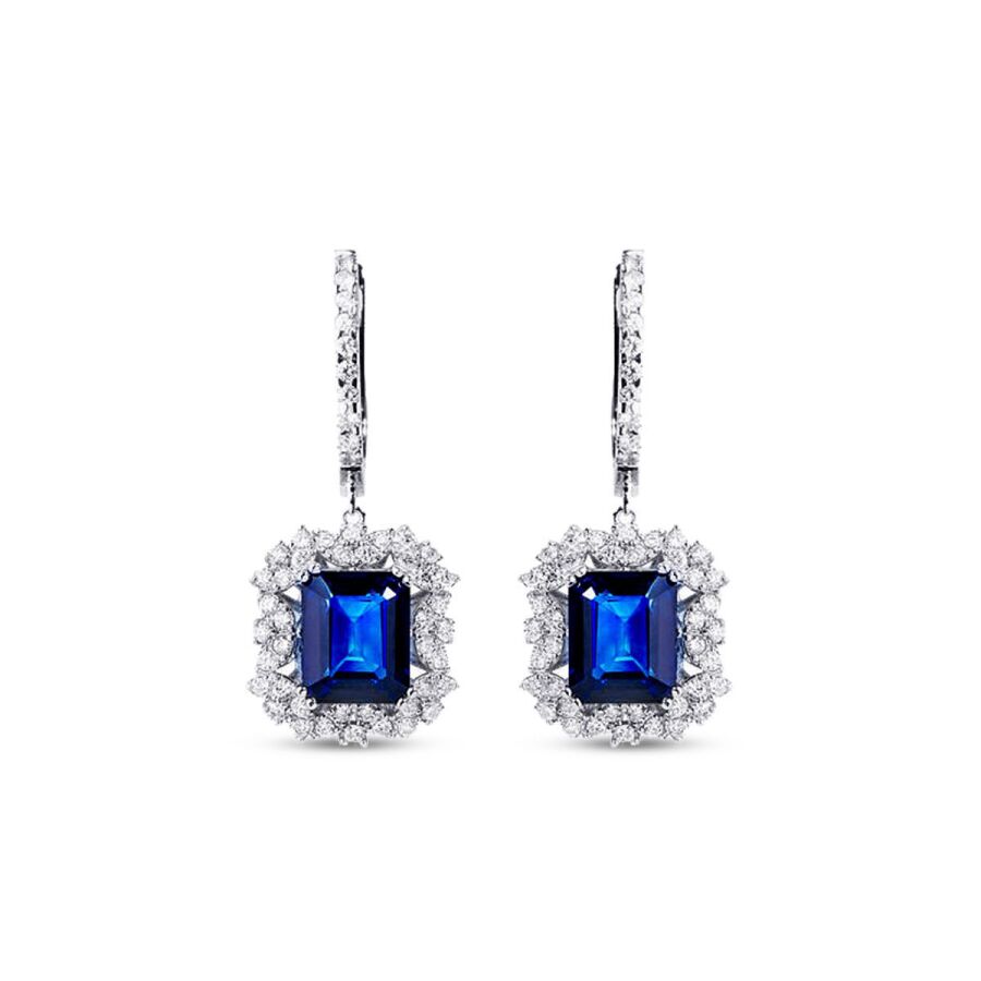 7,02 Carat Diamond Sapphire Earrings