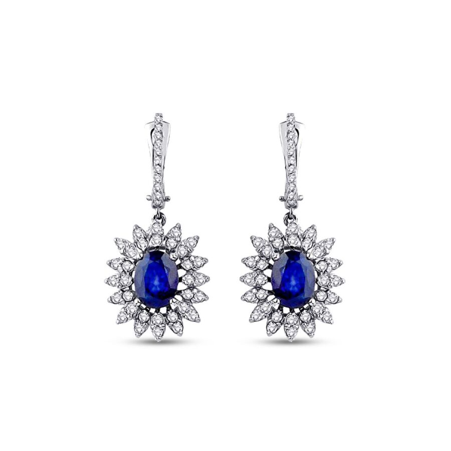 2,90 Carat Diamond Sapphire Earrings