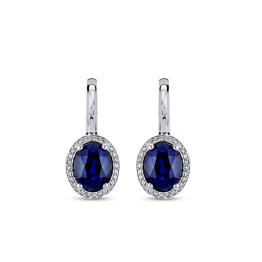 4,67 Carat Diamond Sapphire Earrings