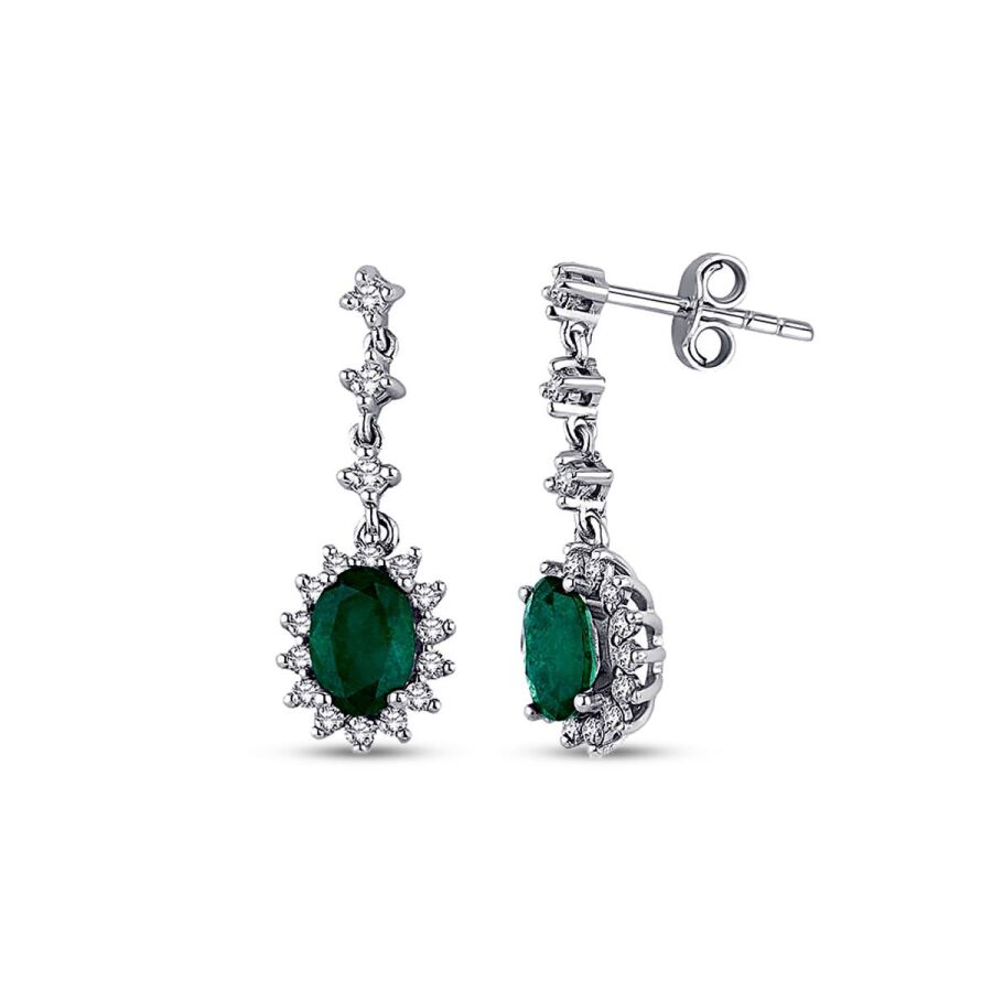 1,66 Carat Diamond Emerald Earrings