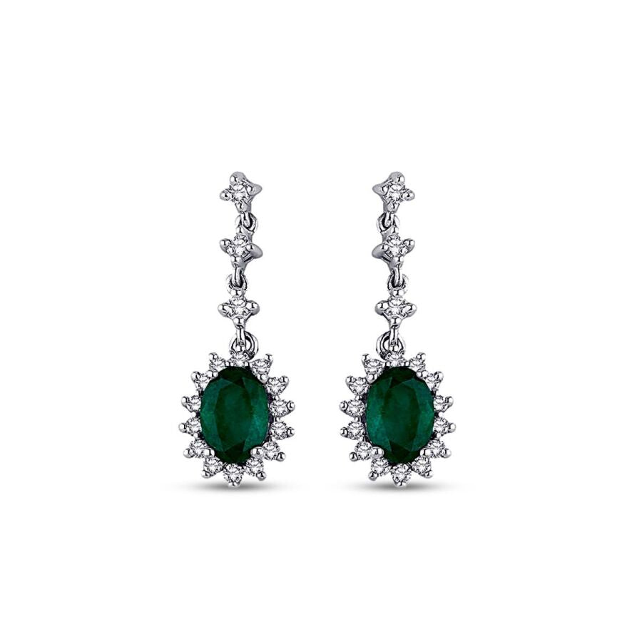 1,66 Carat Diamond Emerald Earrings