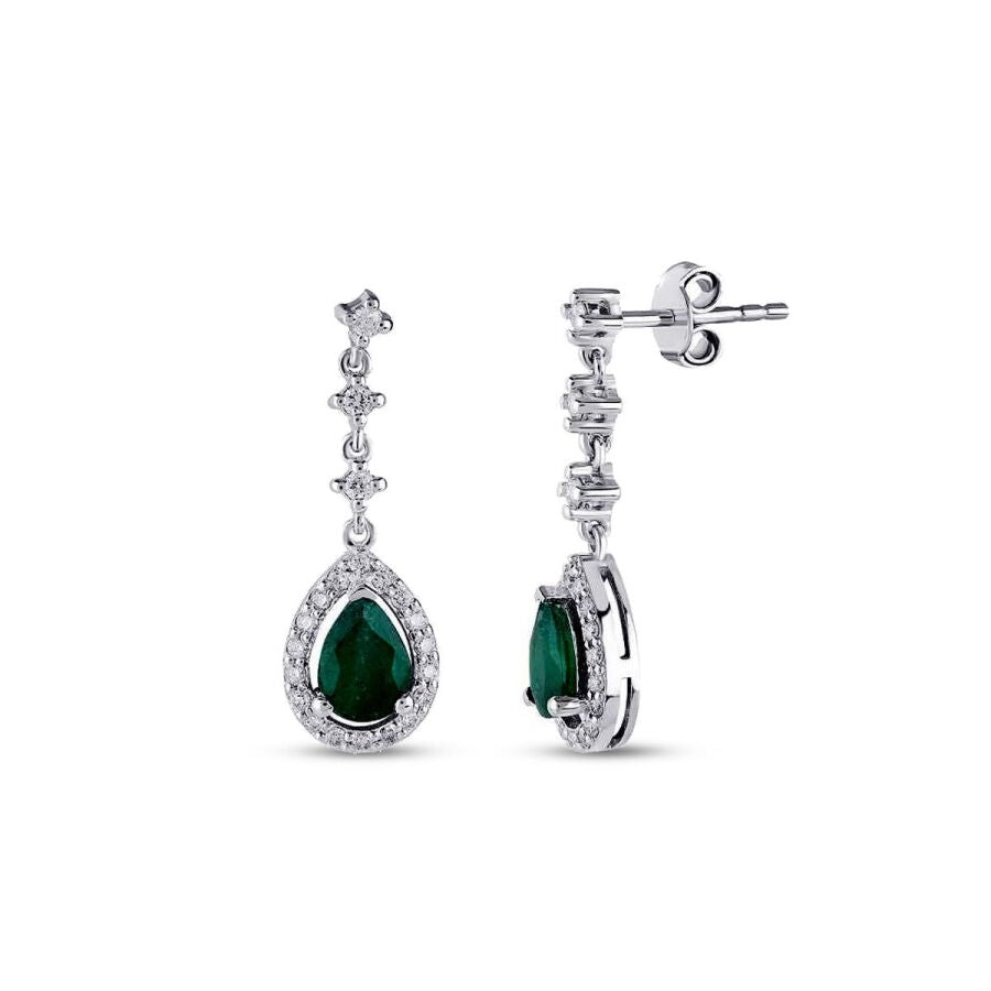 1,07 Carat Diamond Emerald Earrings