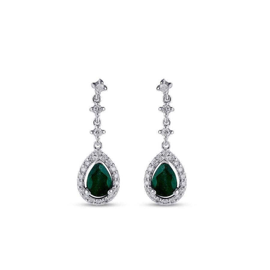 1,07 Carat Diamond Emerald Earrings