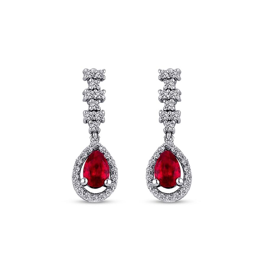 2,07 Carat Diamond Ruby Earrings