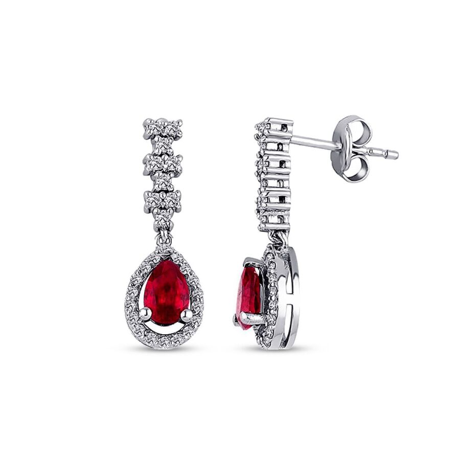 2,07 Carat Diamond Ruby Earrings